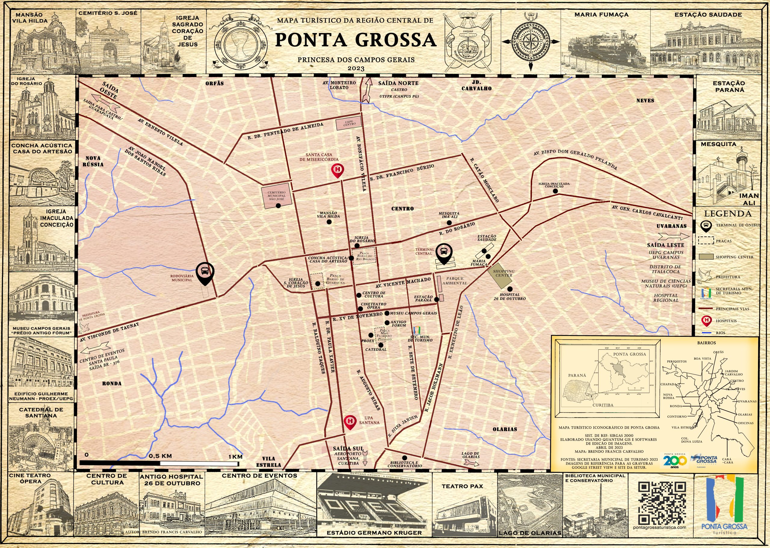 Mapa Turístico Urbano de Ponta Grossa